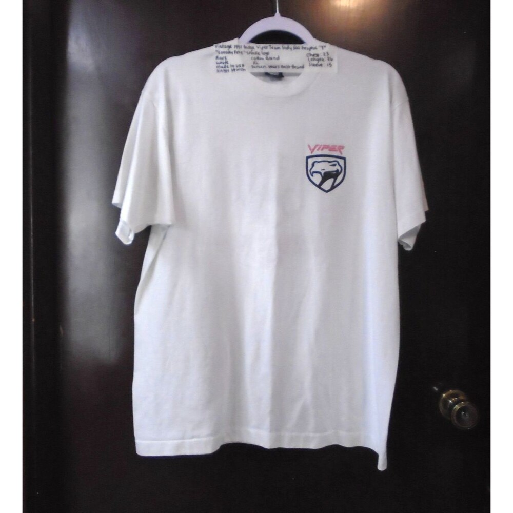 VTG 90s Dodge Viper Indianapolis 500 Promo Tee Shirt White Sneaky Pete USA L/XL
